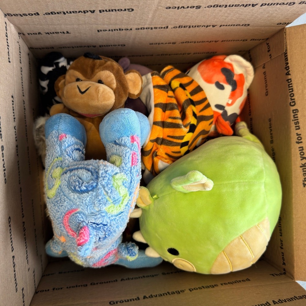 Mixed Plush Toy Lot Assorted Animals Dragon Monkey Tiger Zebra 10pc Set